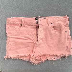 Lucky Brand Pastel Coral Frayed Denim Cutoff Shorts